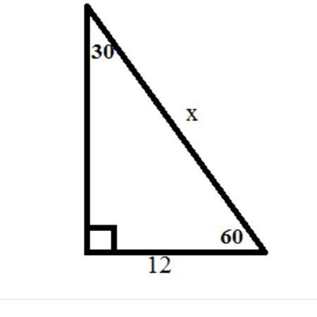 Find the length of the shorter leg in the triangle pictured below x=6 x=24 X=12 X-example-1