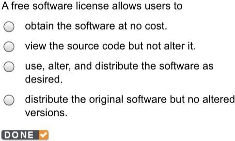 A free software license allows users to-example-1