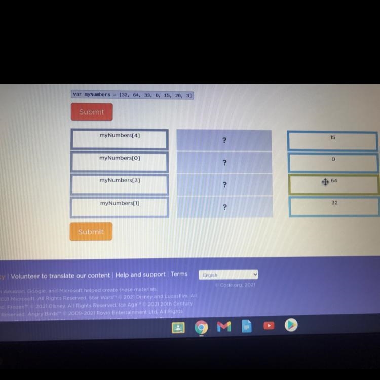 Match the index with the value-example-1