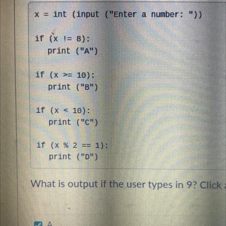 What is output if the user types 13 click all that apply ABCD-example-1