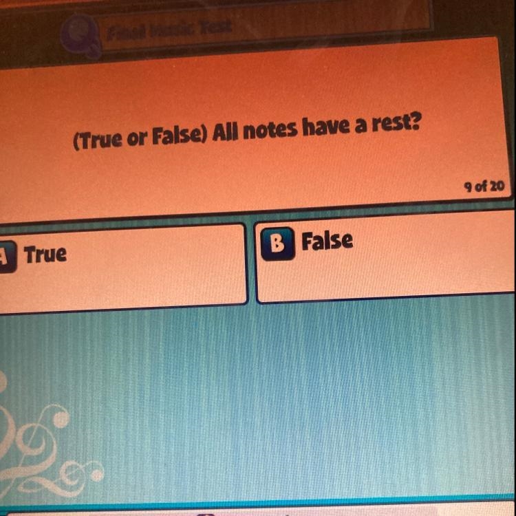 (True or False) All notes have a rest?-example-1