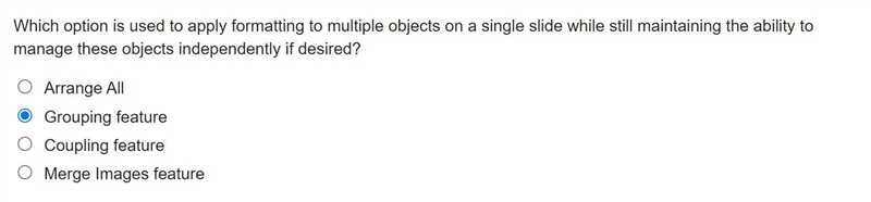 Which option is used to apply formatting to multiple objects on a single slide while-example-1