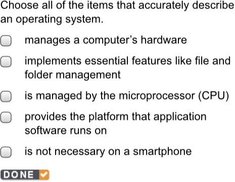 Choose all of the items that accurately describe an operating system.-example-1