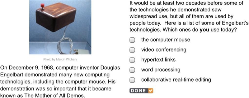 On December 9, 1698, computer inventor Douglas Engelbart demonstrated many new computing-example-1