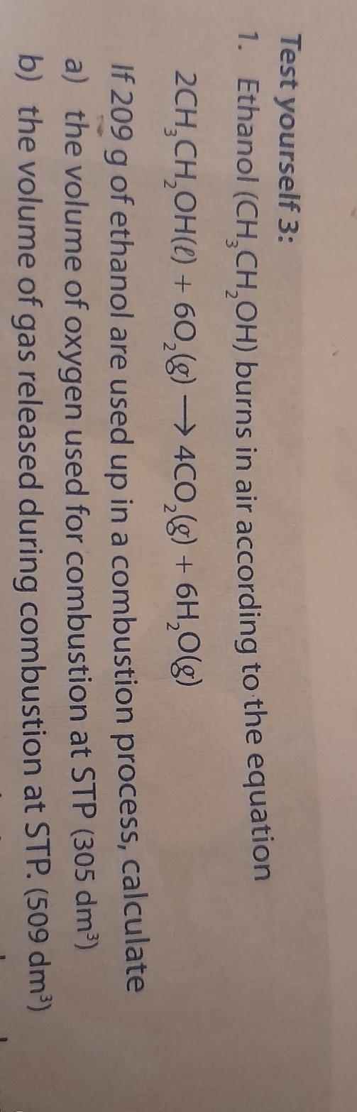 If 209g of ethanol are used up in a combustion process, calculator the volume of oxygen-example-1