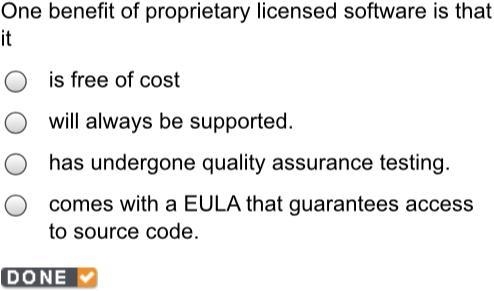 One benefit proprietary licensed software is that it-example-1