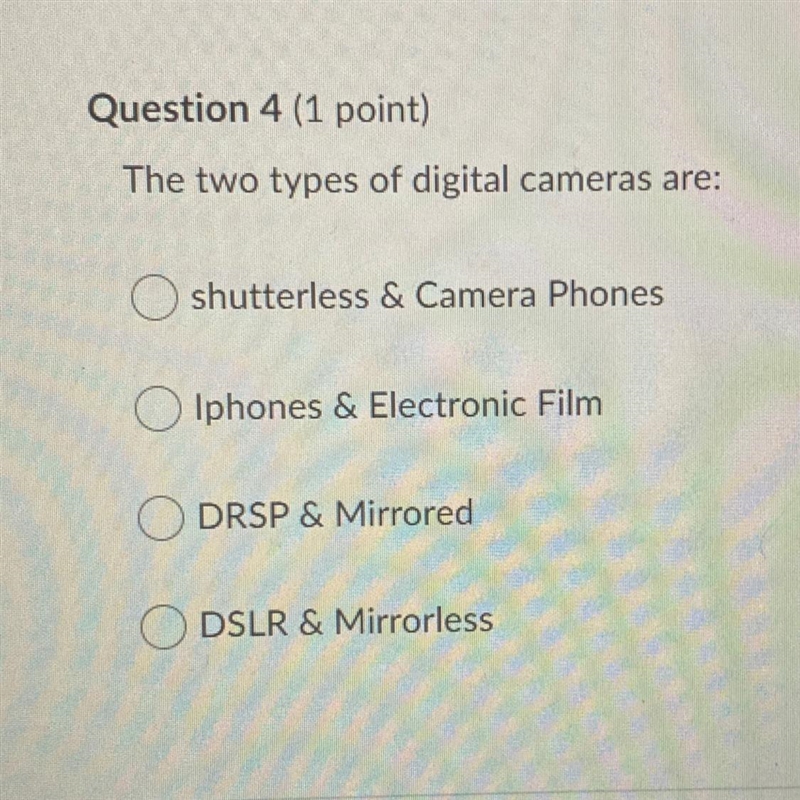 FOR DIGITAL DESIGN/ PHOTOGRAPHY The two types of digital cameras are: shutterless-example-1