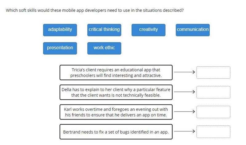 Which soft skills would these mobile app developers need to use in the situations-example-1