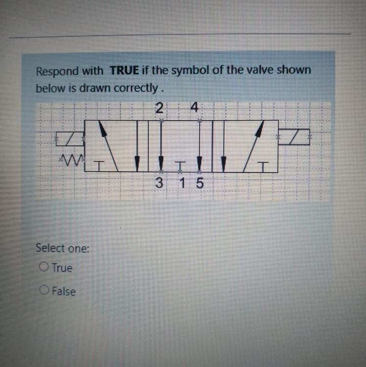 Respond with TRUE if the symbol of the valve shown below is drawn correctly Select-example-1