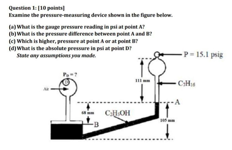 Examine the pressure-measuring device shown in the figure below. (a) What is the gauge-example-1