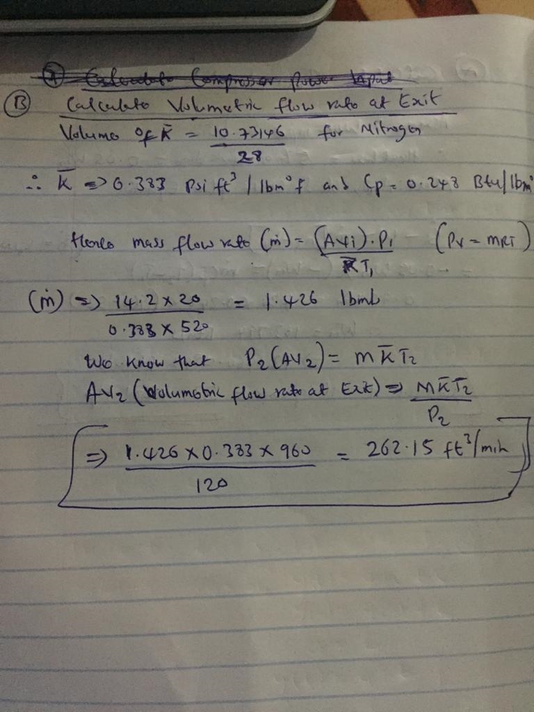 Nitrogen gas is compressed at steady state from a pressure of 14.2 psi and a temperature-example-2