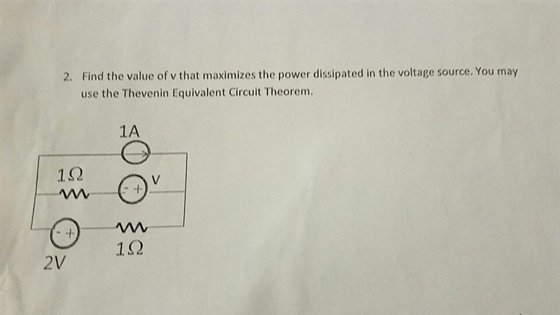 Find the value of v [v] that maximizes the power dissipated in the voltage source-example-1