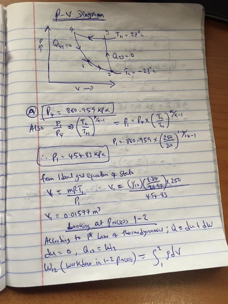 One - tenth kilogram of air as an ideal gas with k= 1.4 executes a carnot refrigeration-example-1