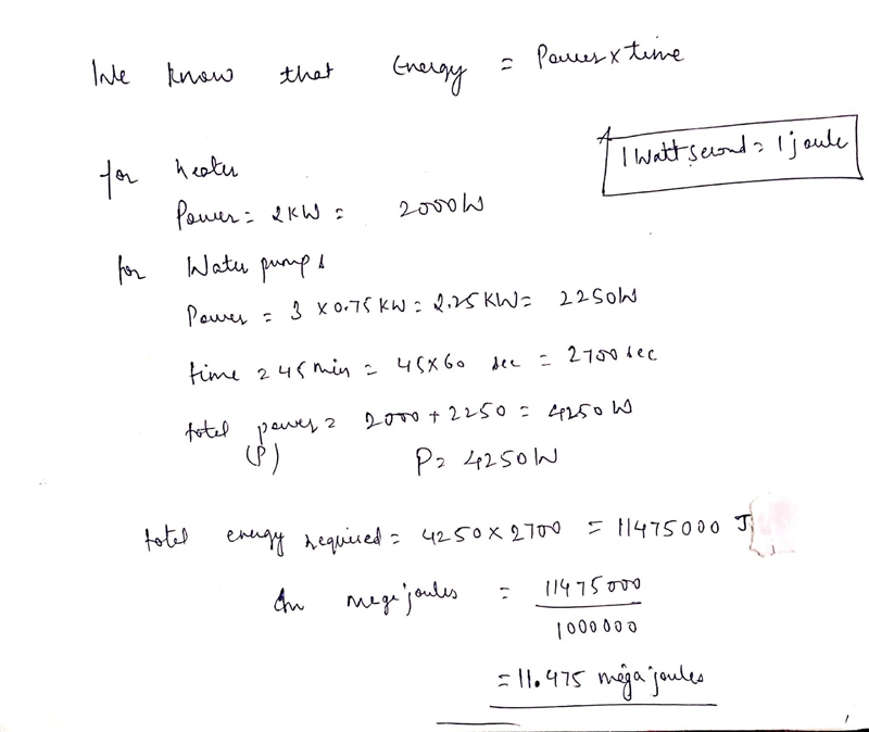 2.3 Determine the energy (in megajoules) required to use an electric heater at full-example-1