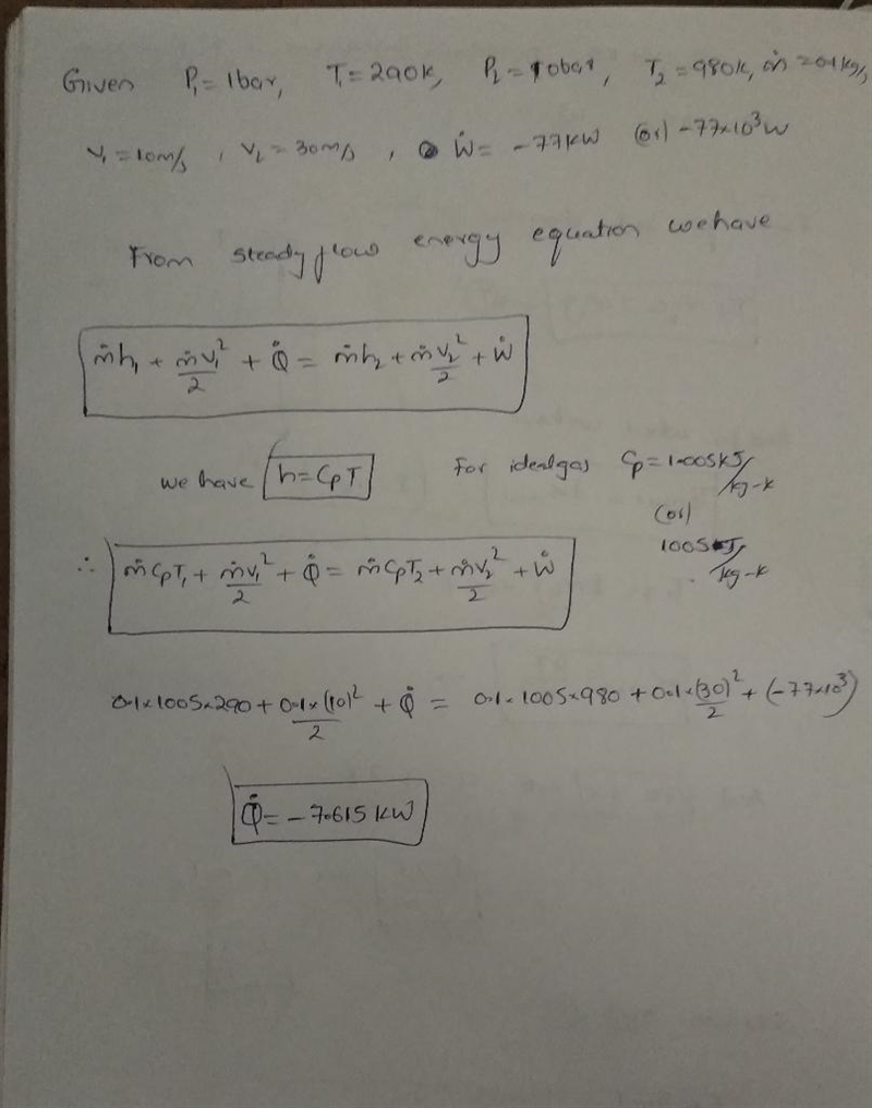 Air enters a compressor operating at steady state at 1 bar, 290 K, with a mass flow-example-1