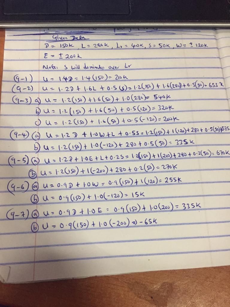 Axial forces in a column due to service loads are as follows (assume the live load-example-1