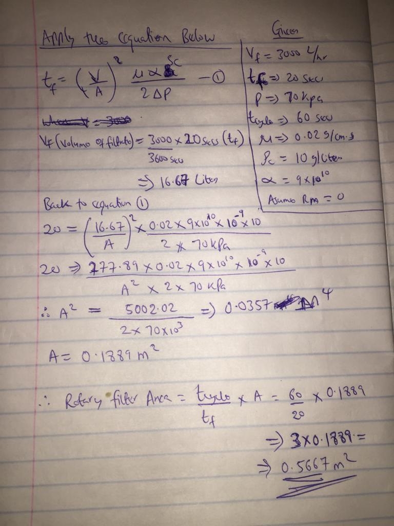 It is desired to filter a cell broth at a rate of 3000 liters/h on a rotary vacuum-example-1