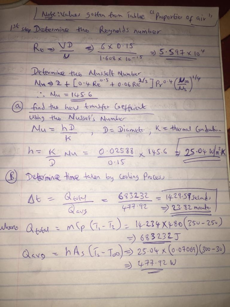 A stainless steel ball (=8055 kg/m3, Cp= 480 J/kgK) of diameter D =15 cm is removed-example-1