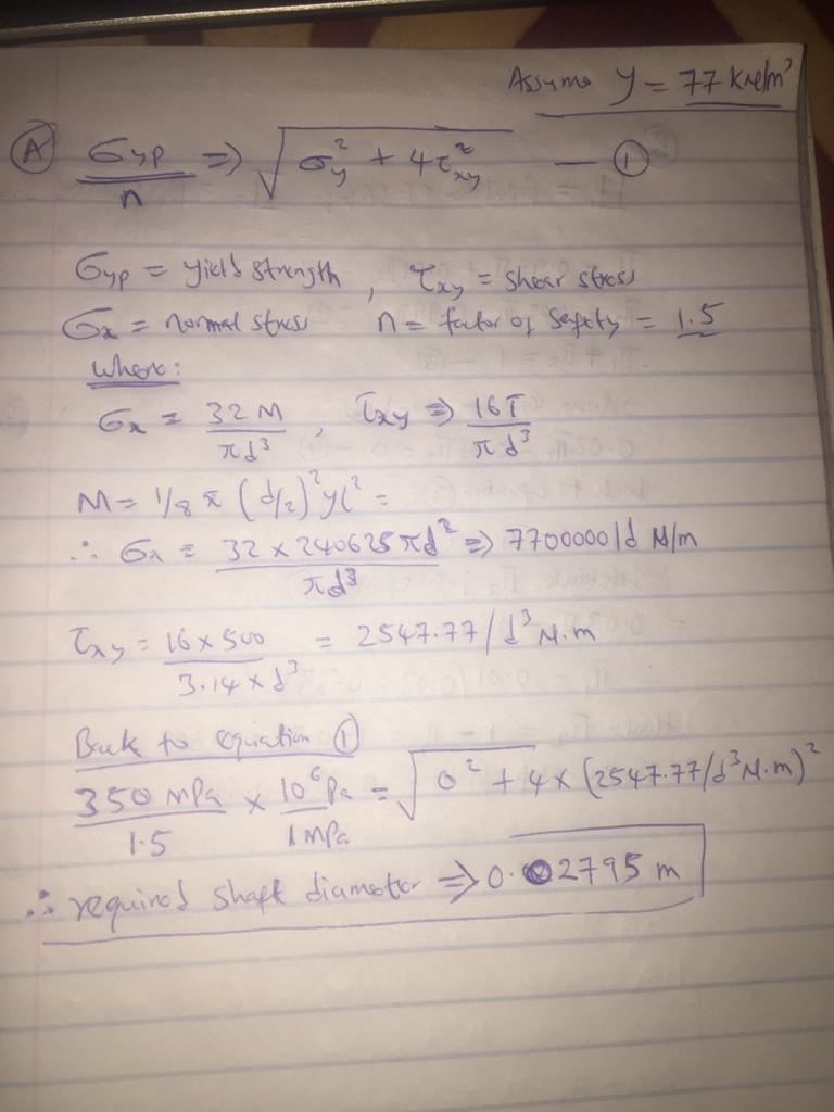 Determine the required diameter of a steel transmission shaft 10 meters in length-example-1