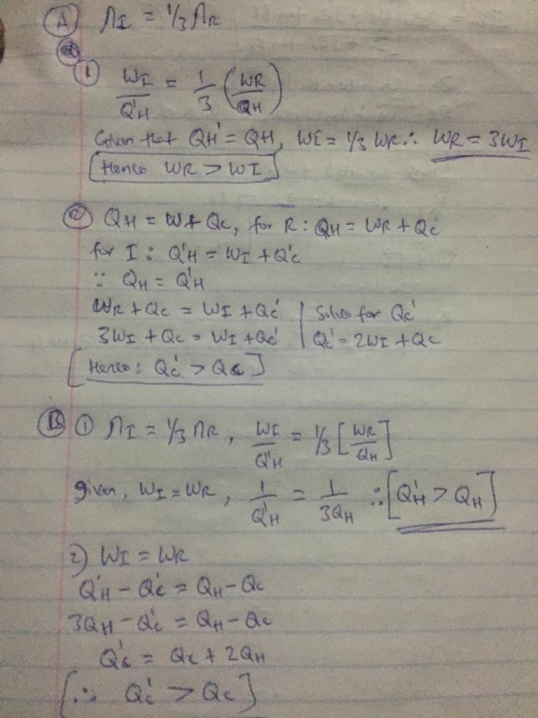 A reversible power cycle R and an irreversible power cycle I operate between the same-example-2