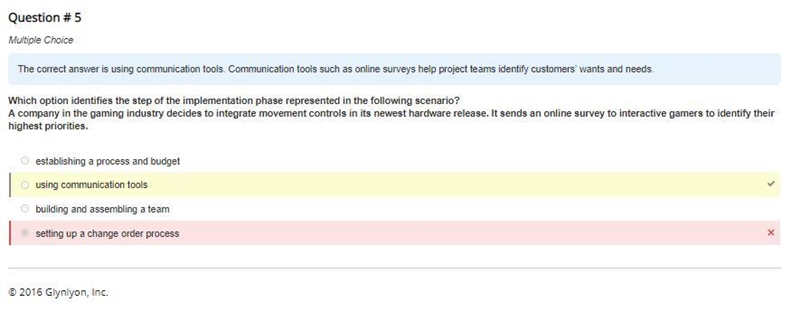 Which option identifies the step of the implementation phase represented in the following-example-1