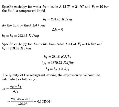 Ammonia enters the expansion valve of a refrigeration system at a pressure of 10 bar-example-1