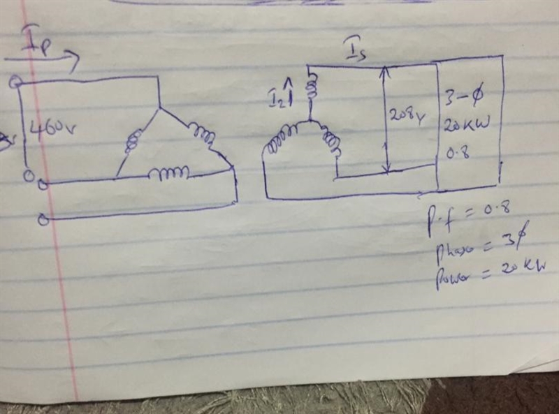 Three single-phase, 10 kVA, 460/120 V, 60 Hz transformers are connected to form a-example-1