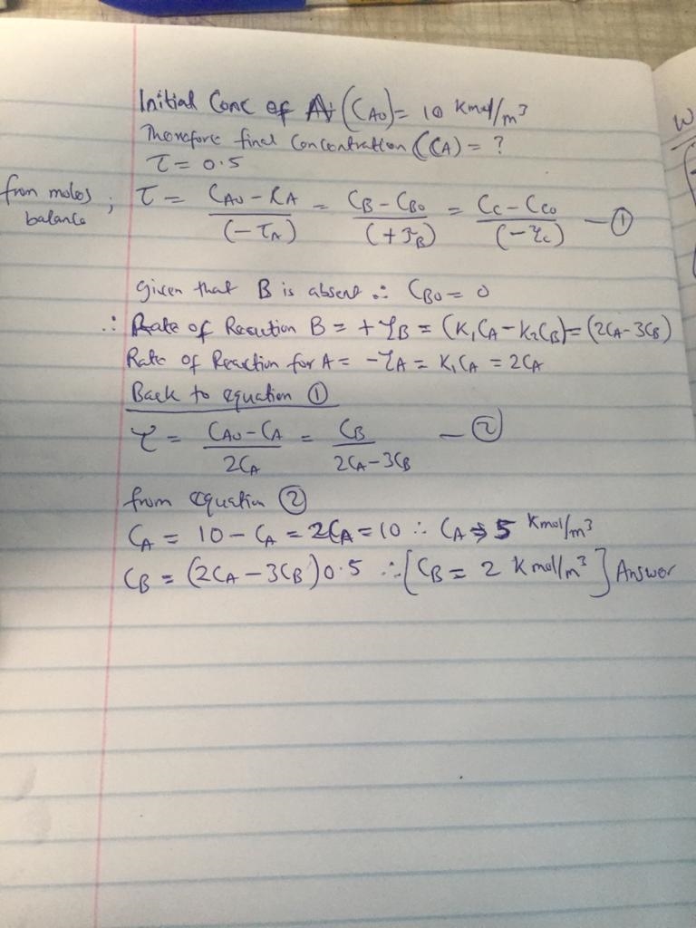 Two consecutive, first order reactions (with reaction rate constant k1 and k2) take-example-1