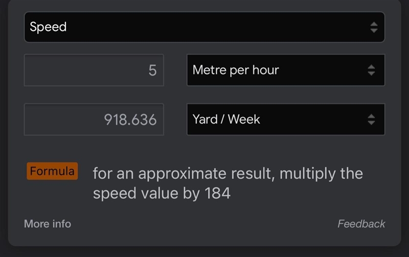 Convert 5m/h to yds/week-example-1