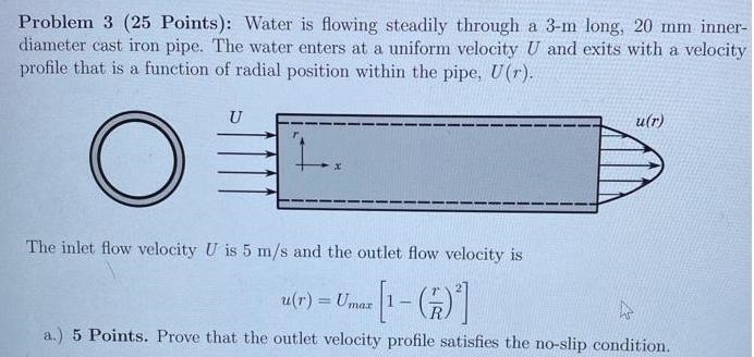 Water is flowing steadily through a 3-m long, 20 mm innerdiameter cast iron pipe. The-example-1