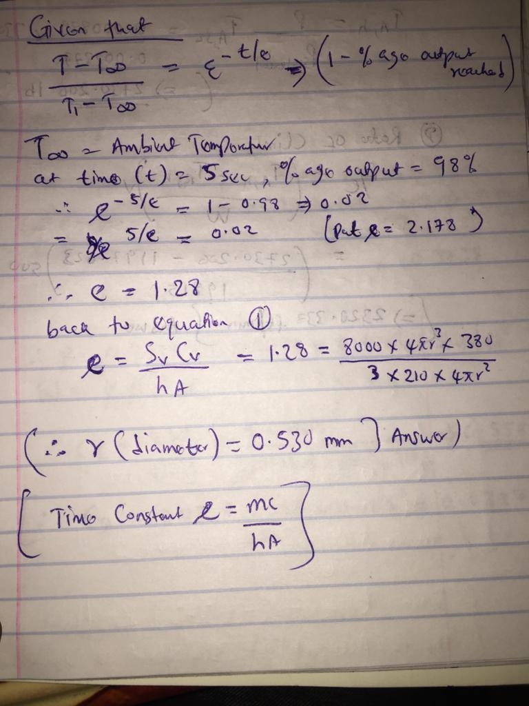 In a planned experiment, a thermocouple is to be exposed to a step change in temperature-example-1