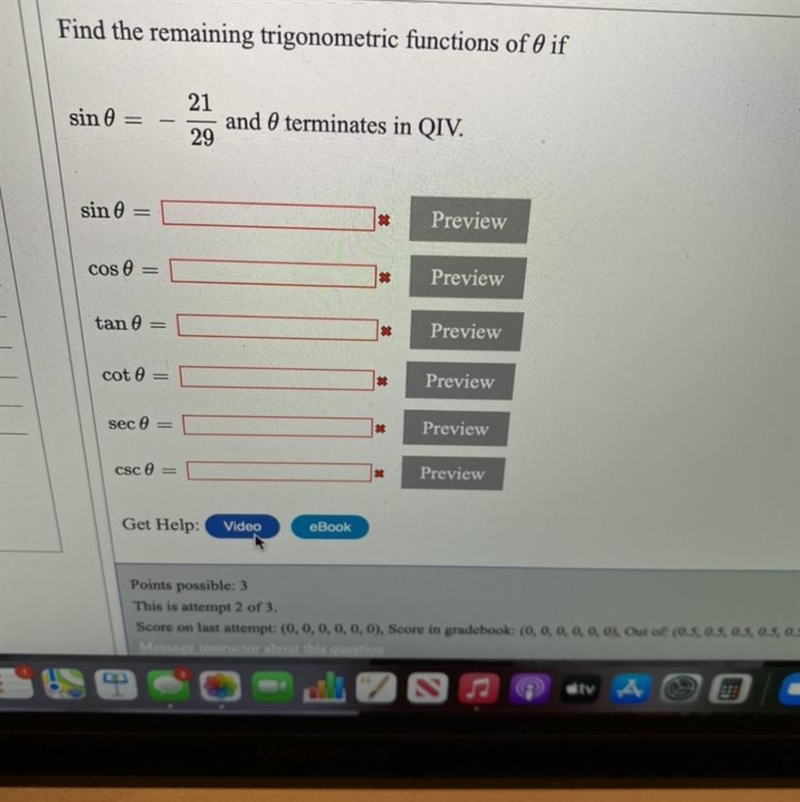 Find the remaining trigonometric function of 0 if-example-1