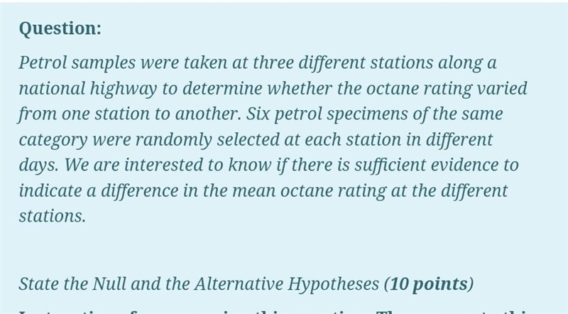 Question in Statistics and Probability 2 Petrol samples were taken at three different-example-1