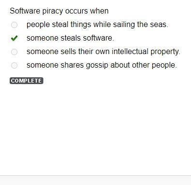 Software piracy occurs when people steal things while sailing the seas. someone steals-example-1