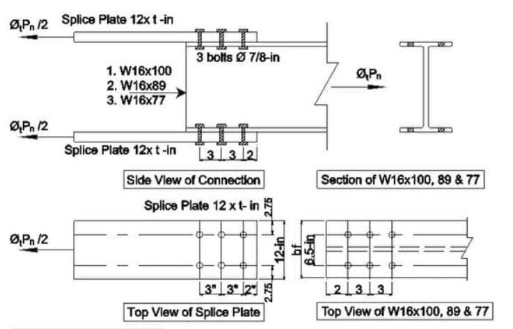 Determine the tensile design strength for W16x89 and two connected 1/4"x12 in-example-2