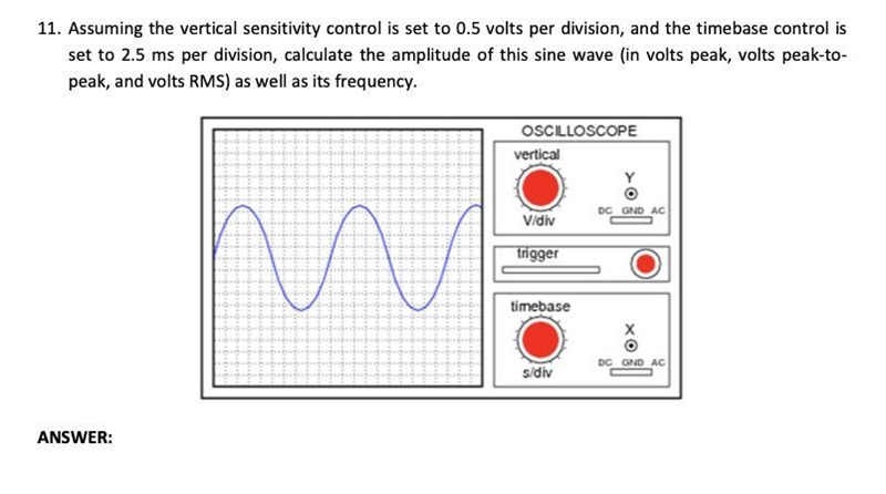 Assuming the vertical sensitivity control is set to 0.5 volts per division, and the-example-1