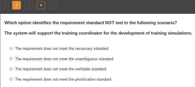 Which option identifies the requirement standard NOT met in the following scenario-example-1