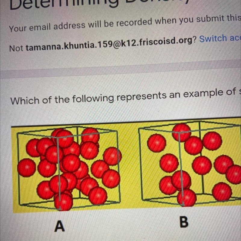 Which of the following represents an example of something with high density? A B-example-1