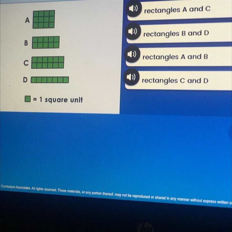 Which 2 rectangles have the same number of square units-example-1