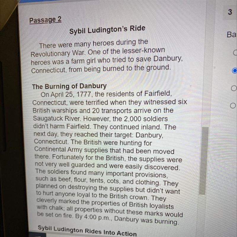 Based on Passage 2, what is the author's attitude toward the British attack on Danbury-example-1