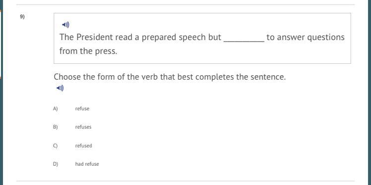 Choose the from of the verb that best complete the sentence-example-1