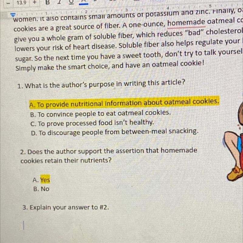 Read the essay. Answer the questions. Homemade oatmeal cookies are not only a better-example-1