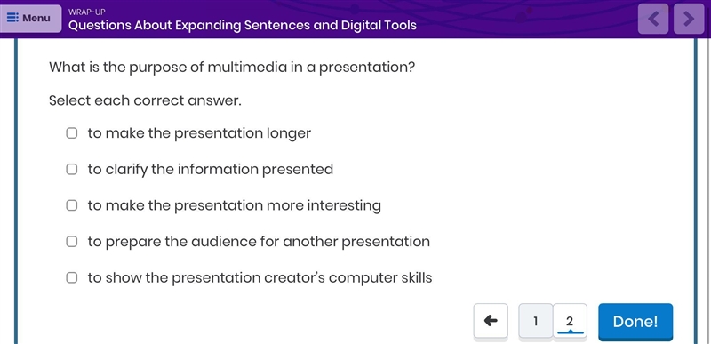 What is the purpose of multimedia in a presentation?-example-1