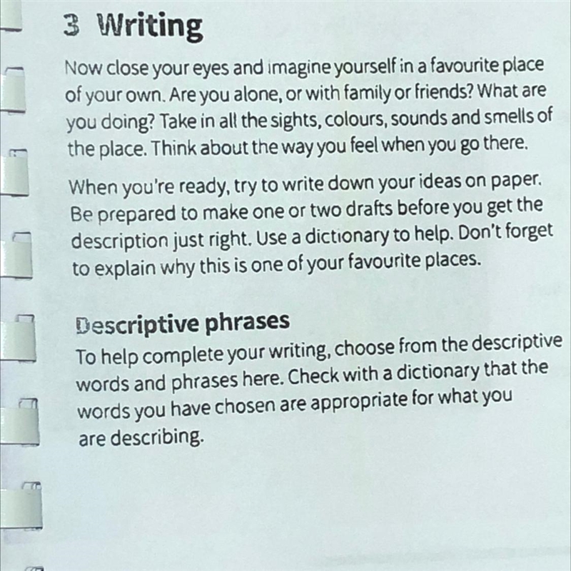 3 Writing Now close your eyes and imagine yourself in a favourite place of your own-example-1