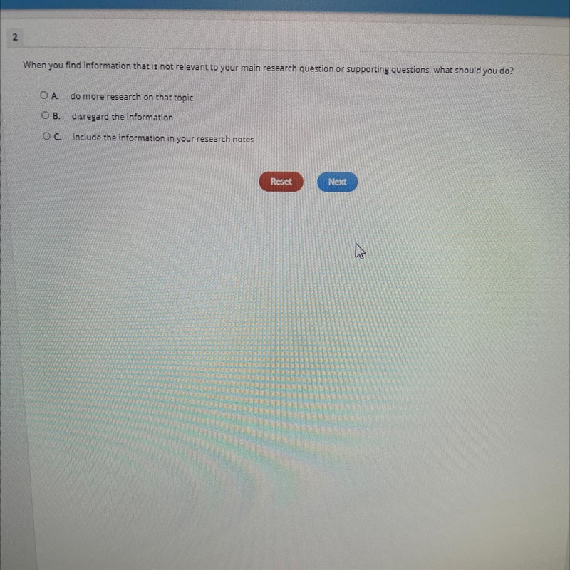 When you find information that is not relevant to your main research question or supporting-example-1