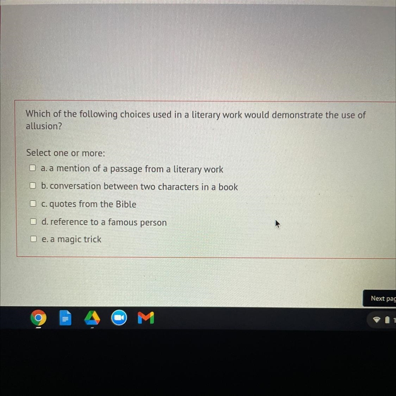 Which of the following choices used in a literary work would demonstrate the use of-example-1