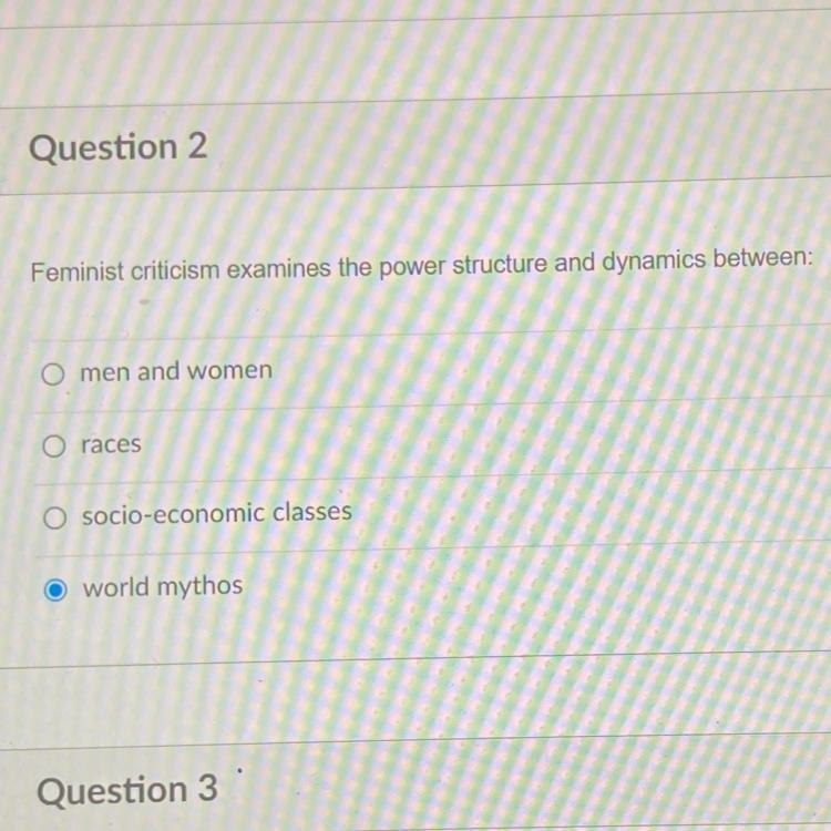 HEEEEELP Feminist criticism examines the power structure and dynamics between: A- men-example-1