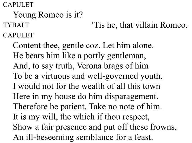 In romeo and juliet passage 1 line 64, what does the phrase, “content thee” most closely-example-1