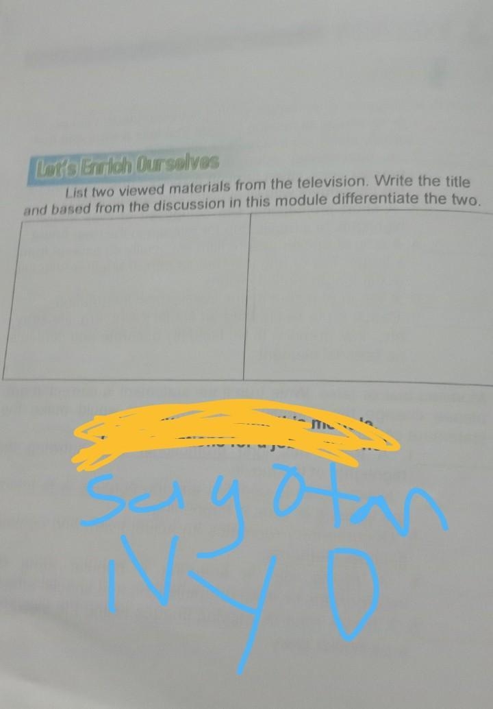 please to build materials from the television write the title and base from the decision-example-1