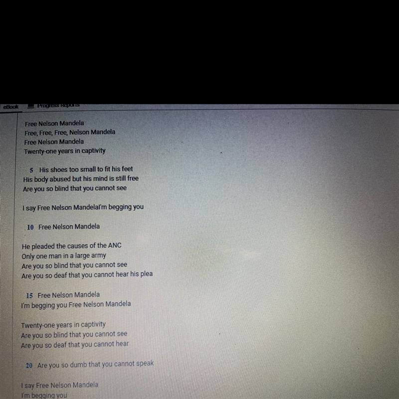 10. What effect does the repetition of the word begging have on the song? How would-example-1